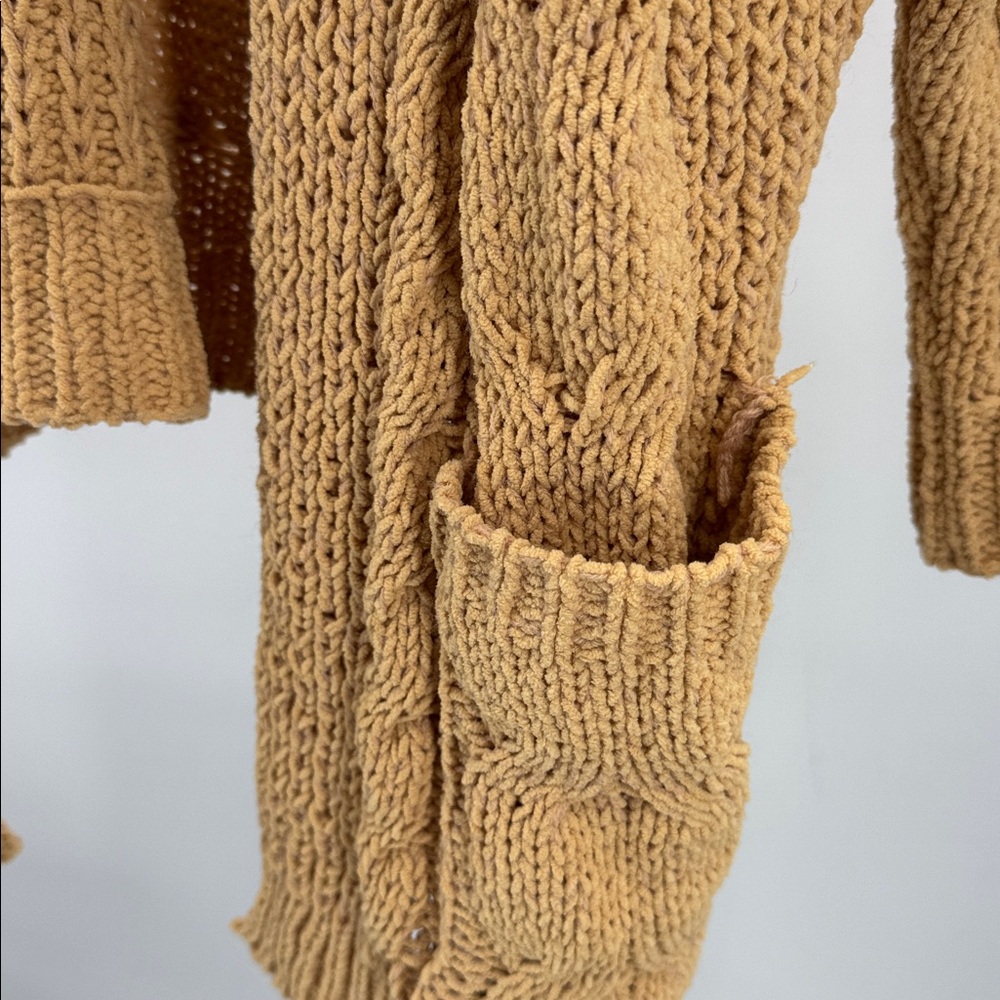 Love Tree Cable Knit Cardigan tan m slouchy open front casual neutral pockets - Picture 8 of 10